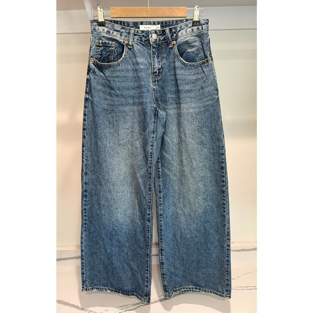 SONG Women's Wide Leg Jeans Medium Wash Size 00 (30"‎ inseam)